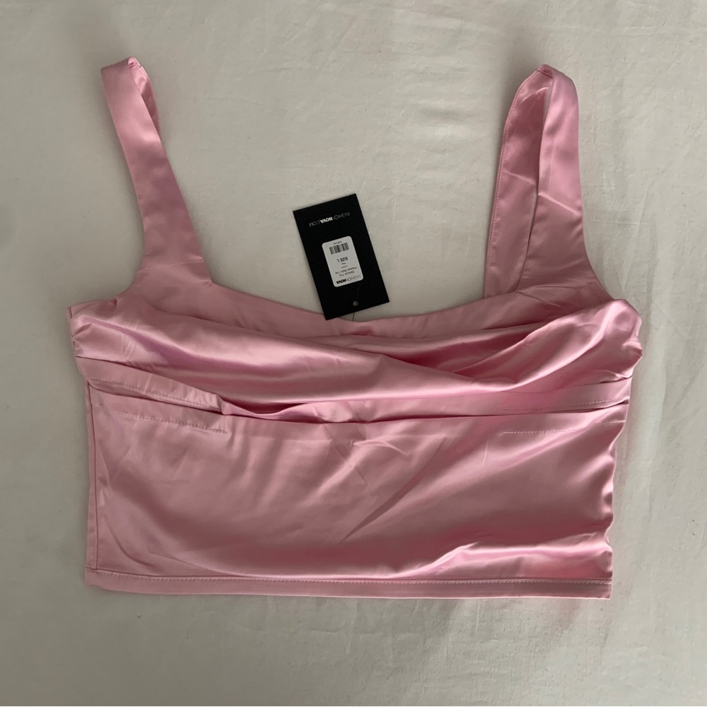 Fashion Nova Baby Pink Corset Style Crop Top Cowl Neck Large